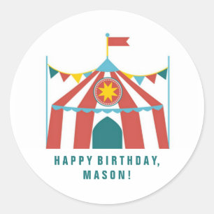 Sticker Rond Thème Cirque Enfants Anniversaire Fête Favoriser S