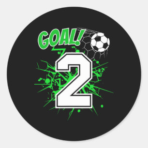 Sticker Rond Thème de 2e anniversaire de football pour garçon d