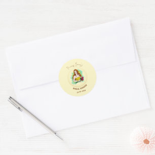 Sticker Rond Thème de Baby Shower de Princesse à Reine