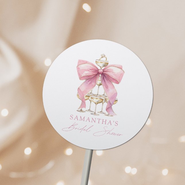 Sticker Rond Thème de Baby Shower Rose Coquette (Créateur téléchargé)