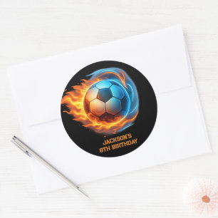 Sticker Rond Thème de ballon de football Sports Anniversaire 