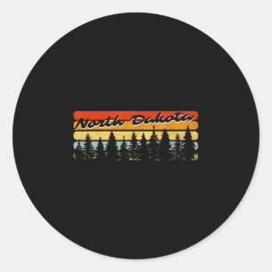 Sticker Rond Thème de cabane de forêt de Dakota du Nord Souveni