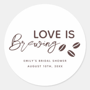 Sticker Rond Thème de café de mariage Love is Brewing