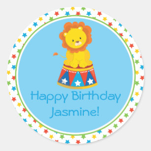 Sticker Rond Thème de cirque du lion personnalisé