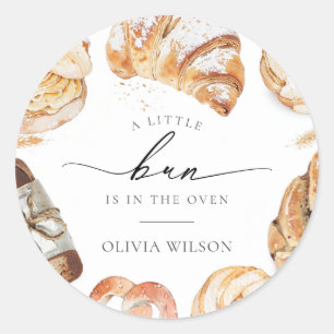 Sticker Rond Thème de cuisine Bun in the Oven Baby Shower Fille