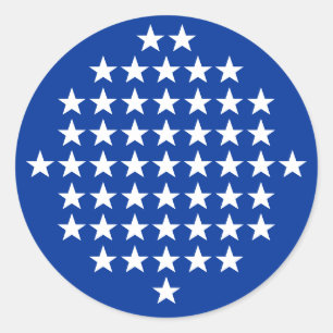 Sticker Rond Thème de drapeau américain bleu avec 50 étoiles bl