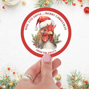 Sticker Rond Thème de ferme personnalisé Noël coq