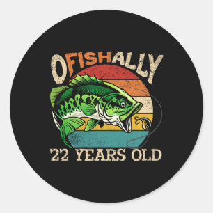 Sticker Rond Thème de fête d'anniversaire pour pêcheur de 22 an