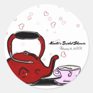 Sticker Rond Thème de fête de thé de la Saint-Valentin Chic Fav
