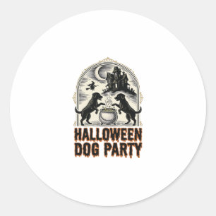 Sticker Rond Thème de fête pour chien Halloween Chaudron de sor