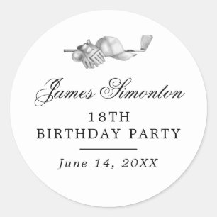 Sticker Rond Thème de golf 18ème anniversaire Enveloppe Sceau