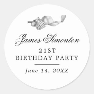 Sticker Rond Thème de golf 21ème anniversaire Enveloppe Sceau