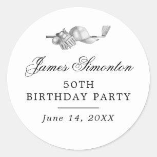 Sticker Rond Thème de golf 50e anniversaire Enveloppe Sceau
