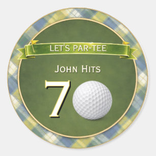 Sticker Rond Thème de golf / golf / golfeur pour anniversaire