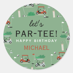 Sticker Rond Thème de golf Par-Tee Fête d'anniversaire