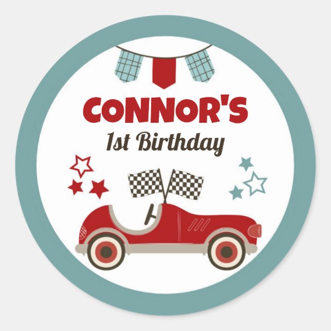 Sticker Rond Thème de la voiture de course (Devant)