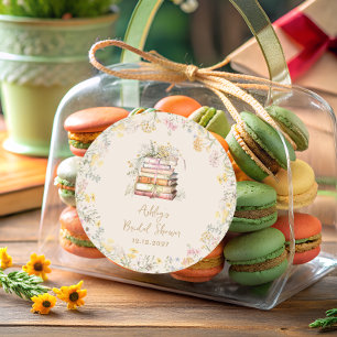 Sticker Rond Thème de livre Fleurs sauvages Baby Shower de mari