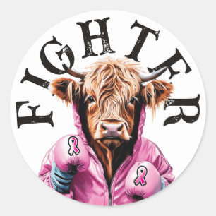 Sticker Rond Thème de lutte contre le cancer du sein Vache