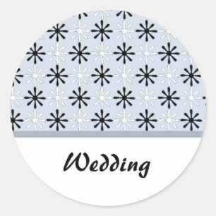 Sticker Rond Thème de mariage noir, blanc et bleu