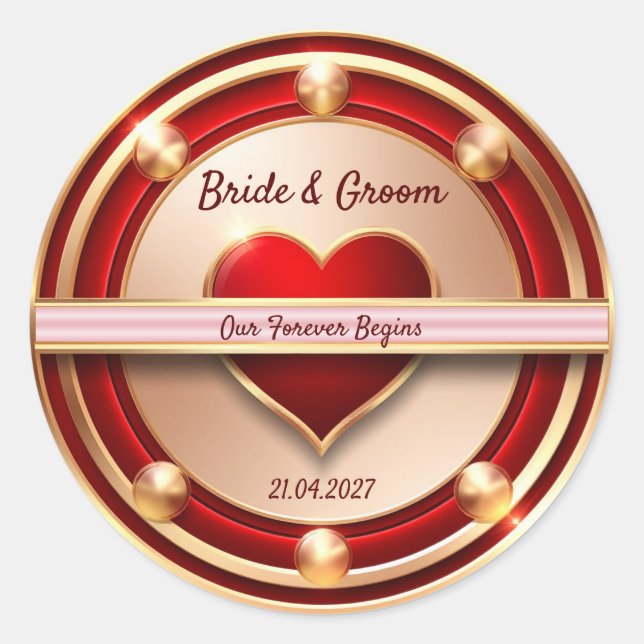 Sticker Rond 🌸 Thème de mariage romantique Rose Gold 💖 (Devant)