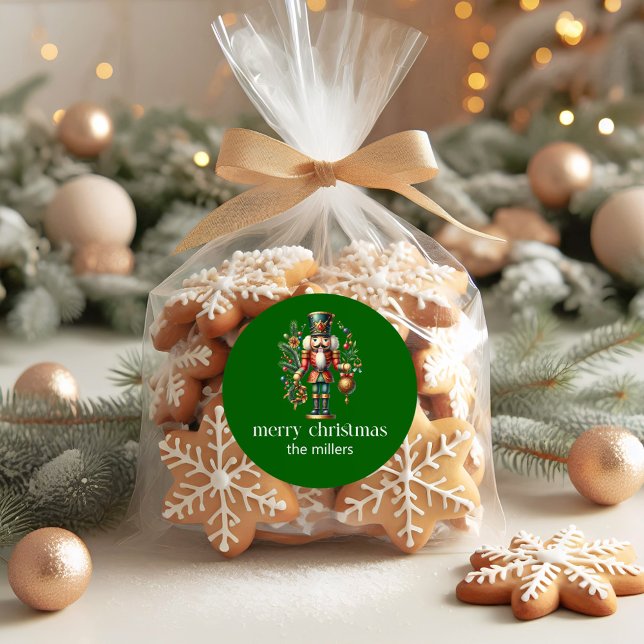 Sticker Rond Thème de Noël Casse-Noisette Mignon Typographie Ré (Créateur téléchargé)