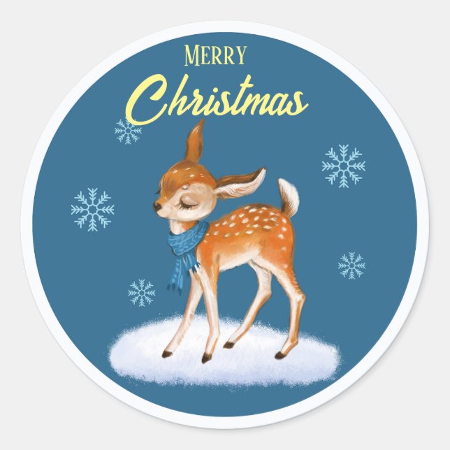Sticker Rond Thème de Noël mignon customisé (Devant)