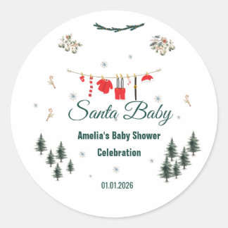 Sticker Rond Thème de Noël pour bébé pour Baby Shower