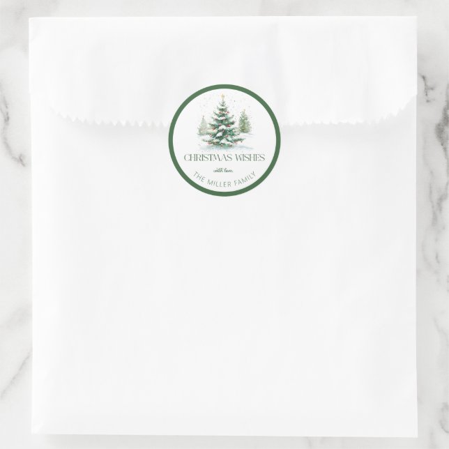 Sticker Rond Thème de Noël voeux de Noël Typographie rétro (Sac)