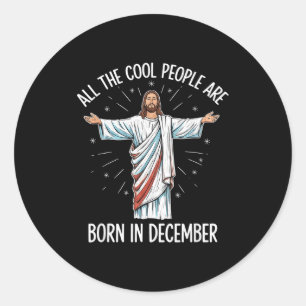 Sticker Rond Thème de rituel d'anniversaire de décembre pour le