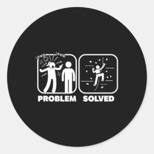 Sticker Rond Thème d'escalade de roche problème drôle résolu