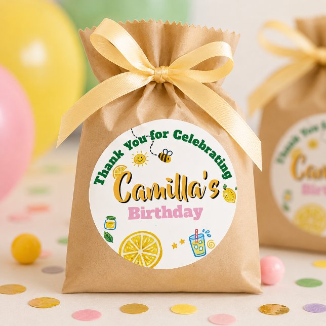 Sticker Rond Thème d'été citron Anniversaire Enfants  (Créateur téléchargé)