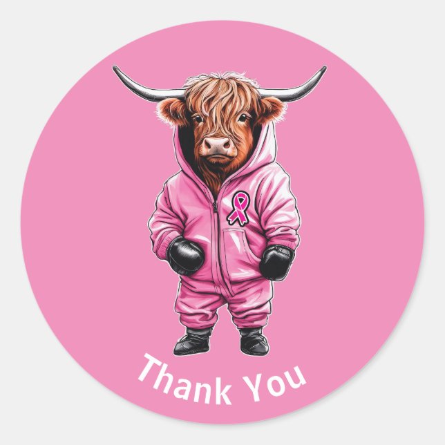 Sticker Rond Thème du cancer du sein du Merci (Devant)