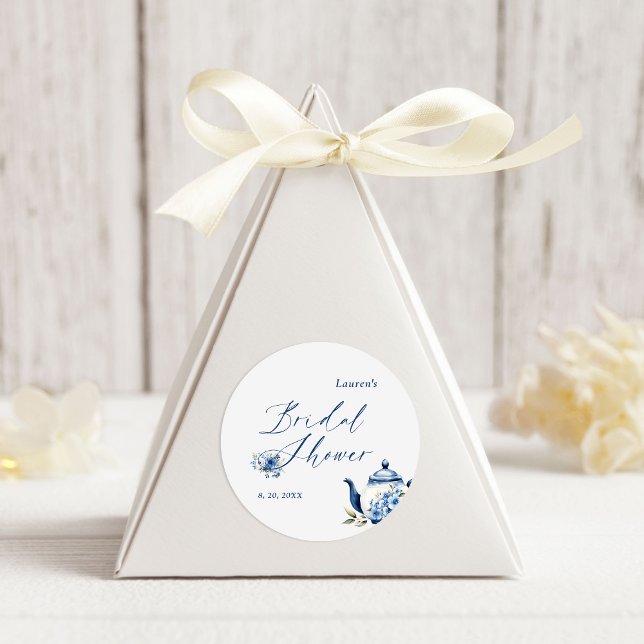 Sticker Rond Thème floral aquarelle bleu pour une baby shower d (Créateur téléchargé)