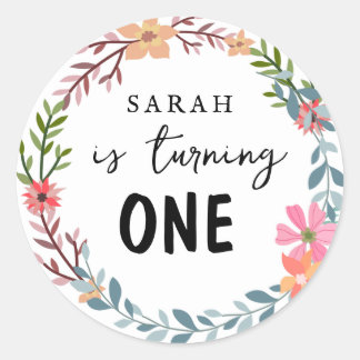 Sticker Rond Thème floral Fête d'anniversaire