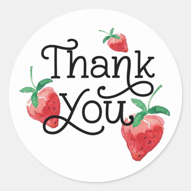 Sticker Rond thème fraise, premier anniversaire, anniversaire d (Devant)