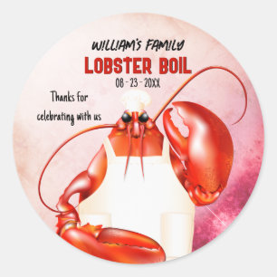 Sticker Rond Thème Fruits de Mer Chef Homard