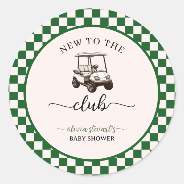 Sticker Rond Thème Golf Vert Baby shower (Devant)