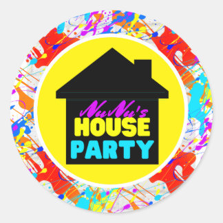 Sticker Rond Thème Hip hop rétro des années 90 Maison Fête Colo