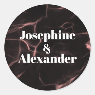 Sticker Rond Thème marbré rose et noir