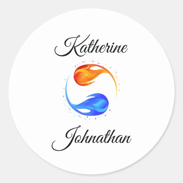 Sticker Rond Thème Mariage Twin Flame - Blanc (Devant)
