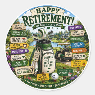 Sticker Rond Thème retraite de golf 