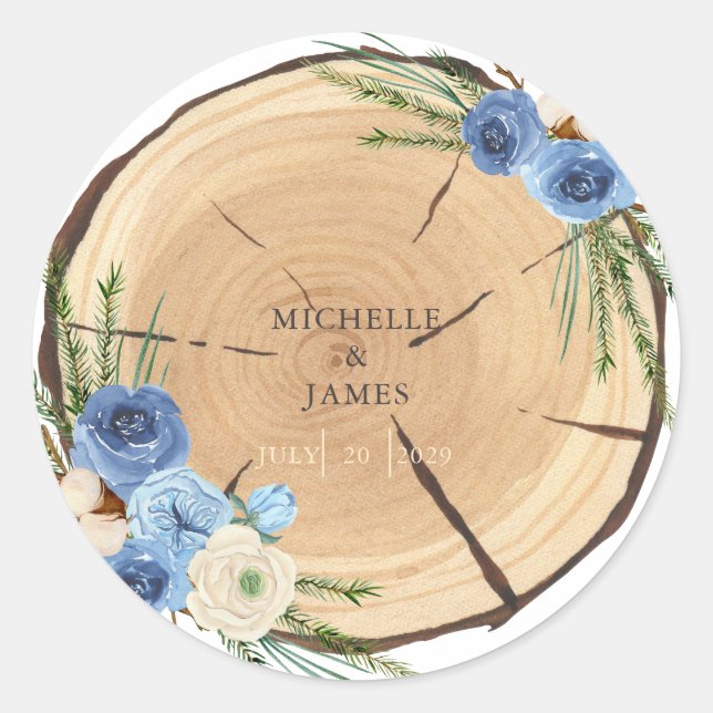 Sticker Rond Thème Rustique Mariage Woodland (Devant)