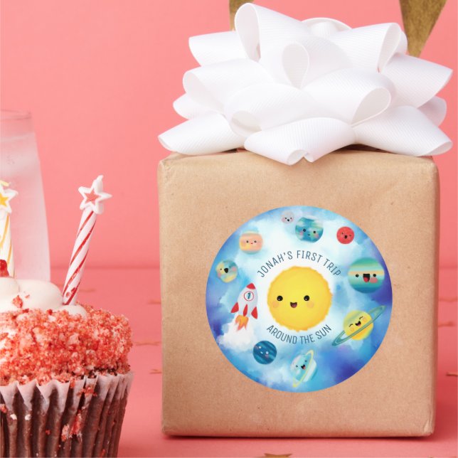 Sticker Rond Thème spatial Révolution spatiale 1er anniversaire (Fête)