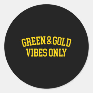 Sticker Rond Thème Vert Et Or Uniquement Théâtre De Football Au