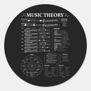 Sticker Rond Théorie musicale Professeur de musique Musicien Ap