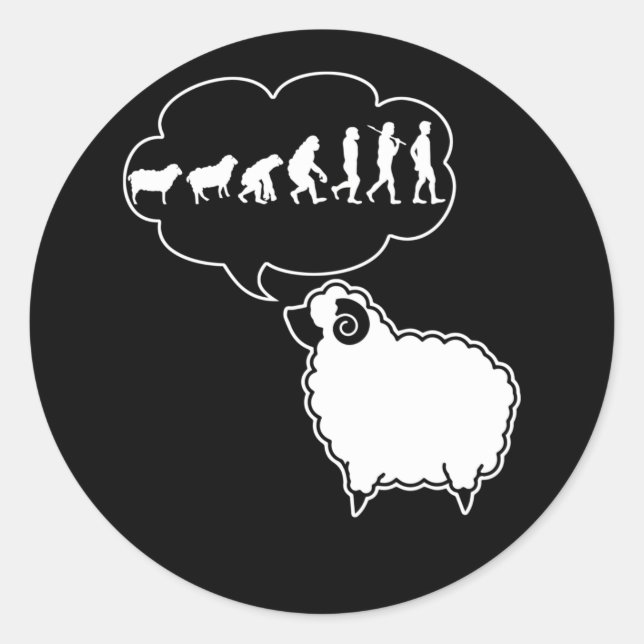 Sticker Rond Théoriste de la conspiration Évolution humaine Rév (Devant)
