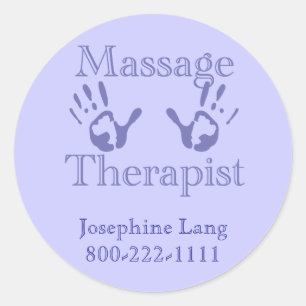 Sticker Rond Thérapeute de massage : Imprimantes à main bleue