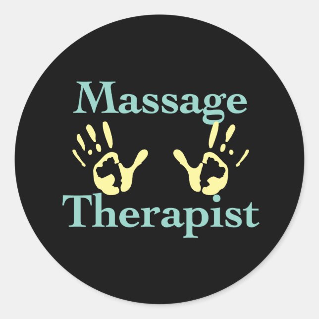 Sticker Rond Thérapeute de massage : Imprimantes à main jaune (Devant)