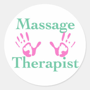 Sticker Rond Thérapeute de massage : Imprimantes à main rose