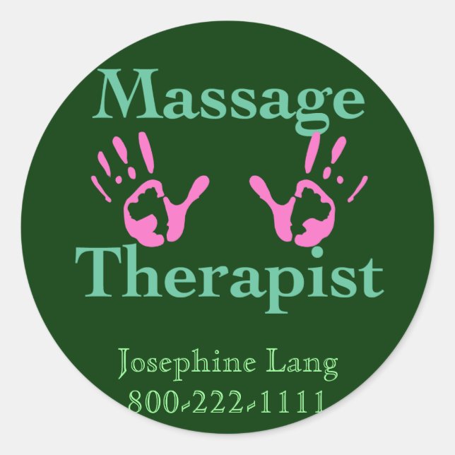 Sticker Rond Thérapeute de massage : Imprimantes à main rose (Devant)